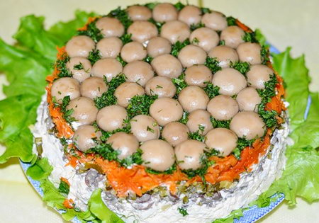 Салат поляна - Рецепты салата грибная поляна - Как правильно готовить