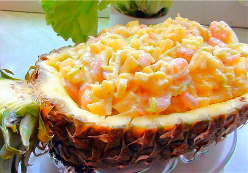 Крабовый салат с ананасом - лучшие рецепты. Как правильно и вкусно приготовить крабовый салат с ананасом.