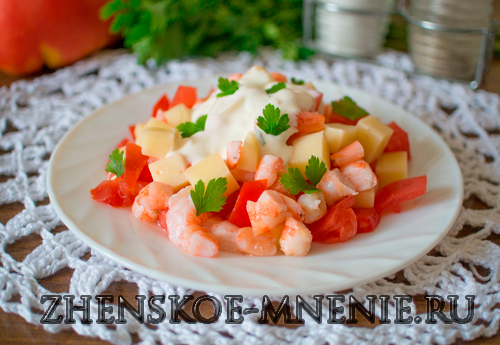 Салат с креветками - рецепт с фото и пошаговым описанием